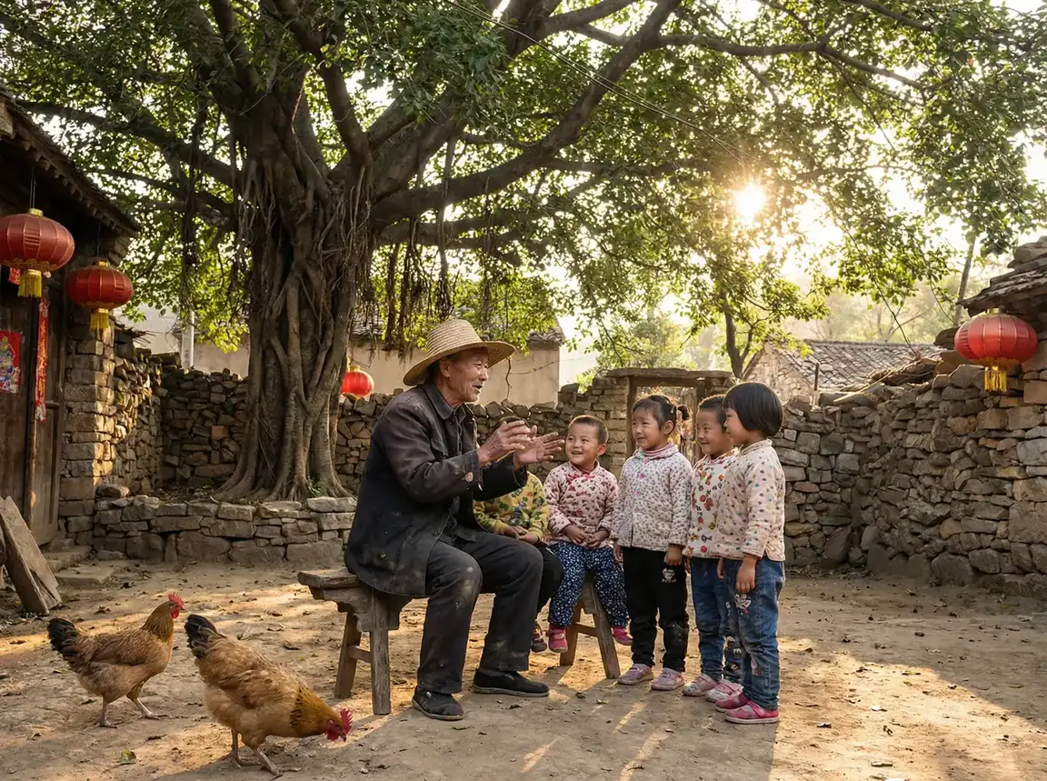 老人在大榕树下给孩子们讲故事 - 电影潘金莲5集在线观看视频 乡村记忆